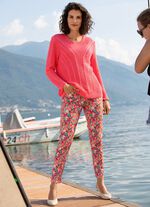 Broek met glanzende gekleurde inkjetprint 