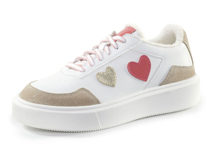 ELENA EDEN sneakers versierd met schattige hartjes WIT-BONTE