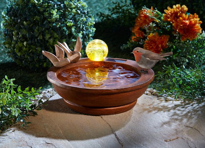 Vogelbad met zonnebal 