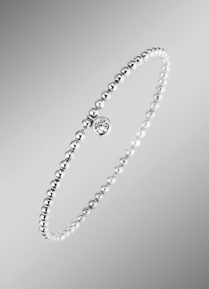 Ball chain armband gemaakt van zilver 925/- fijn met 1 synth. zirkonia 