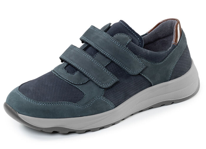 Waldläufer, comfortabele herenpantoffels, breedte K, met uitneembaar voetbed MARINE