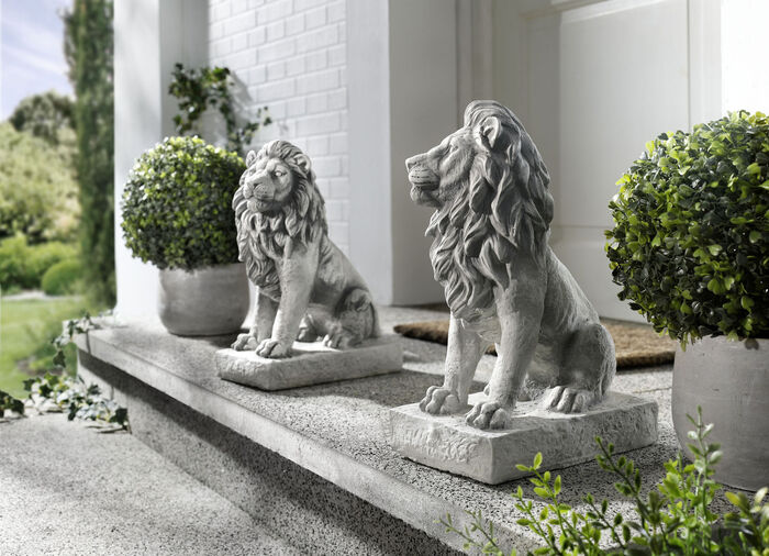 Portaalleeuwen van vorstbestendig gietsteen GRIJS