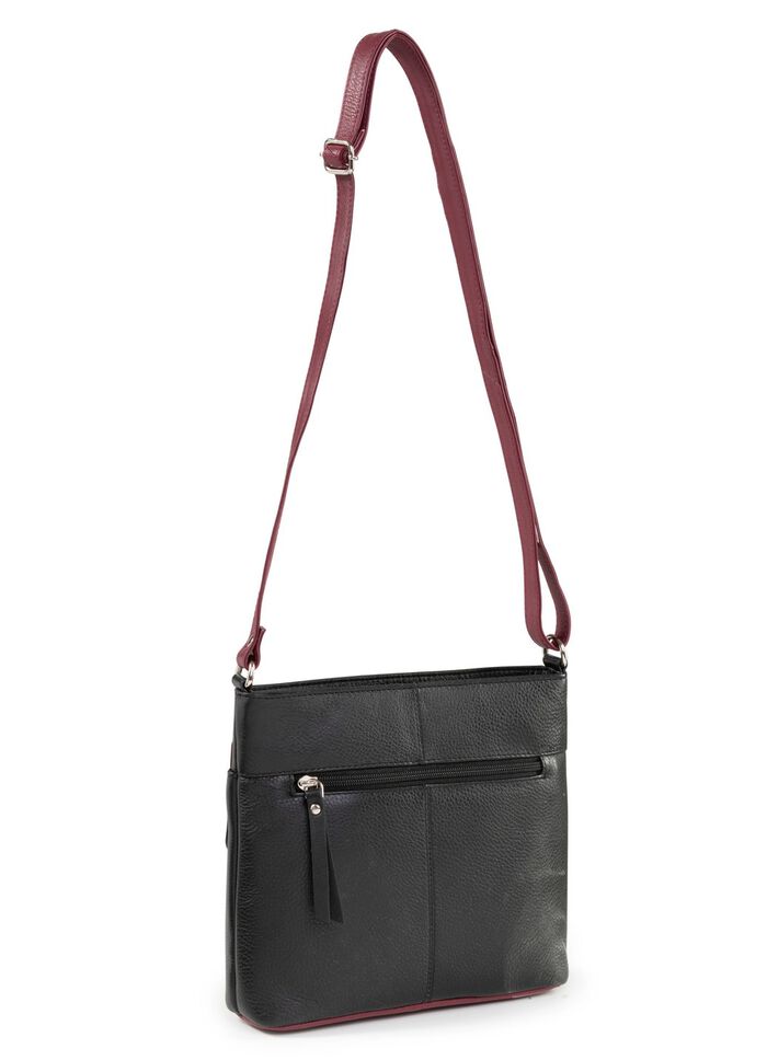 Laurina, tas, dames, met verstelbare schouderband ZWART-BORDEAUXROOD