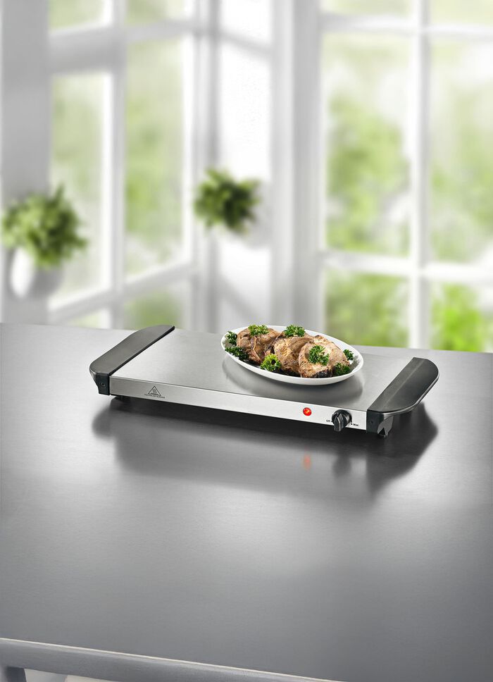 Elektrische warmhoudplaat met 3 aparte bakken 