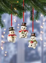 Sneeuwpophangers van fijn steengoed, set van 3 