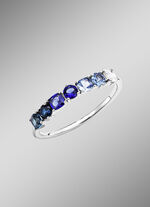 Damesring met synthetische zirkonia in wit- en blauwtinten 