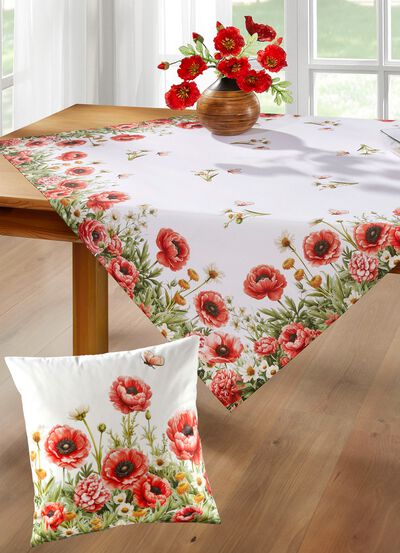 Tafel- en kamerdecoratie met klaproosmotief 