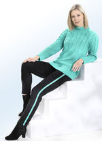 Broek met leuke, trendy galonstrepen ZWART-GROEN