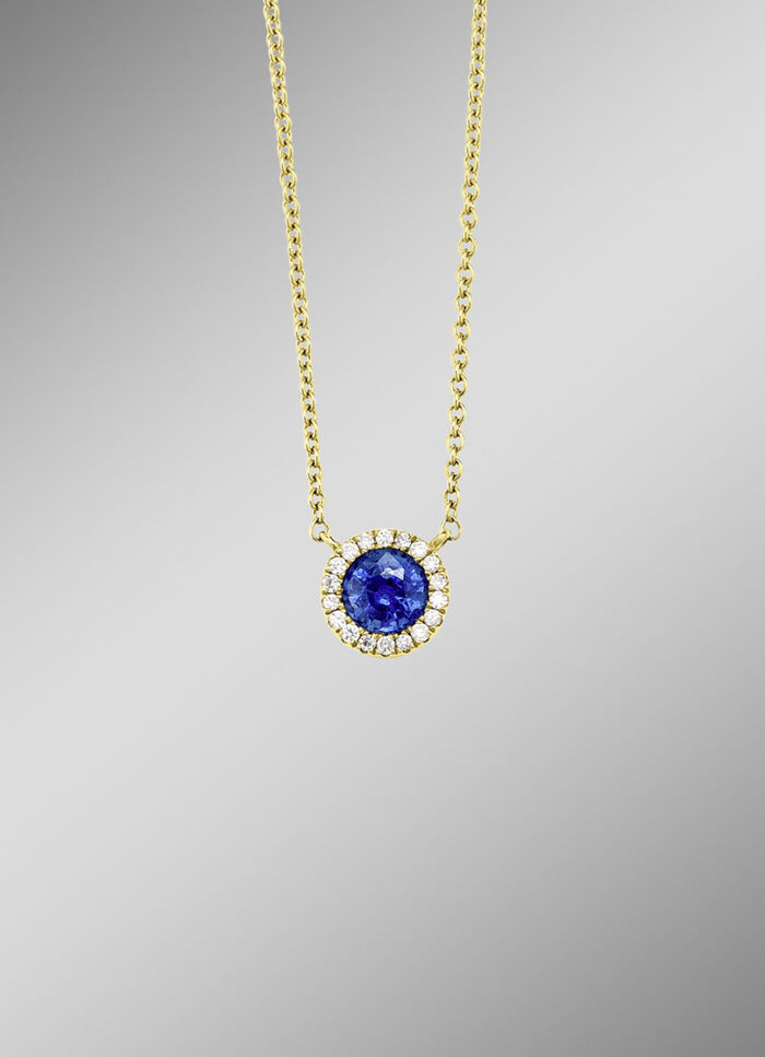 Stralende elegantie: ketting met echte saffier en echte diamanten 