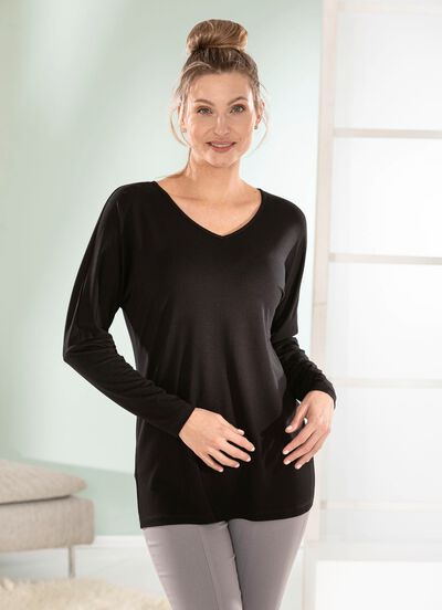 Shirt met lange vleermuismouwen 