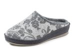 Pantoffels van wolvilt met bloemenprint GRIJS