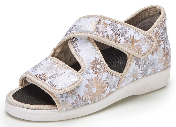 Sandaal met glanzende print ECRU