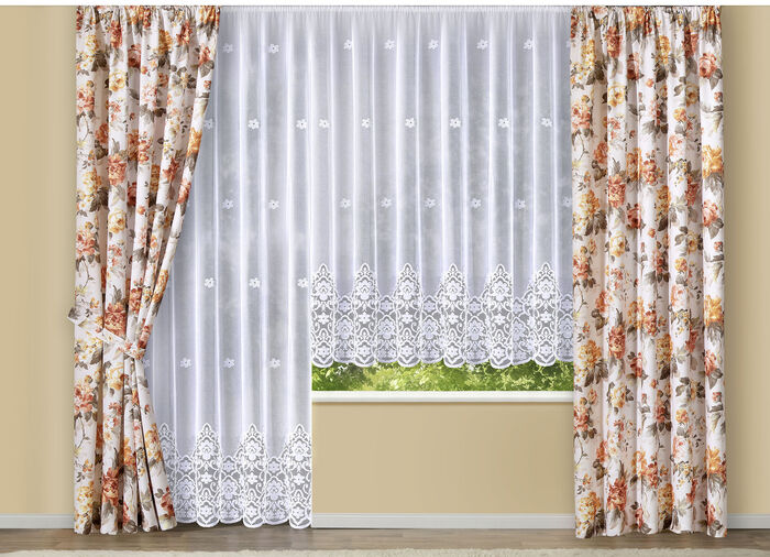 Prachtig lang glasgordijn met universele railband 