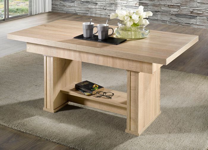 Salontafel, in hoogte verstelbaar en uitschuifbaar EIK SONOMA