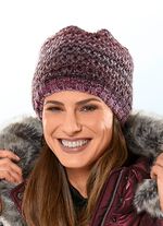 Interessante grofgebreide muts BORDEAUX-ROZE