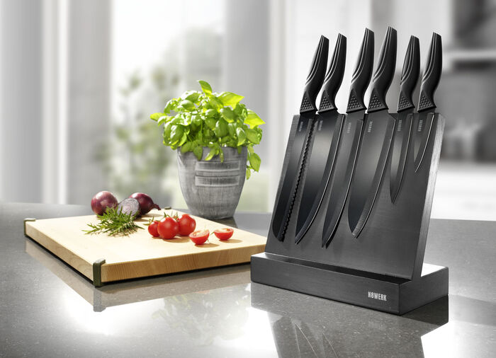 Messenblok, 7-delig, met extra scherpe titanium messen 