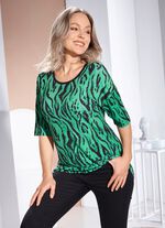 Shirt met strass- en bordversiering in 2 kleuren GROEN-ZWART