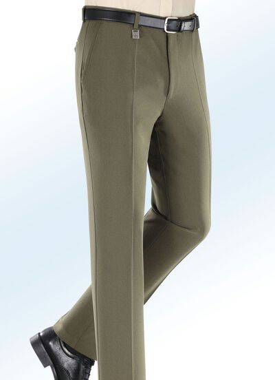 Elastische broek met achterzak met biezen in 4 kleuren 