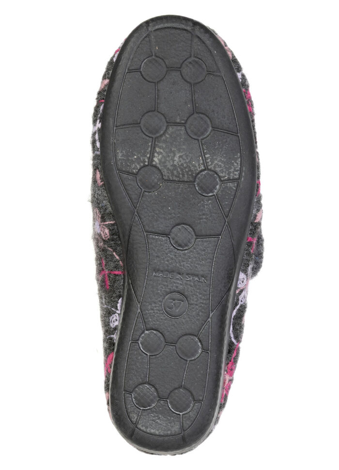 Gevoerde damespantoffels met klittenbandsluiting ANTRACIET