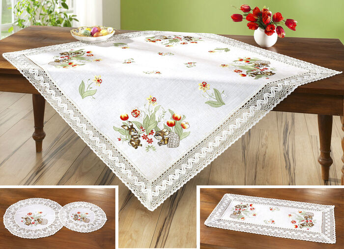 Tafel- en raamdecoratie met paashaasjes en lentebloemen, van Sch&auml;fer 