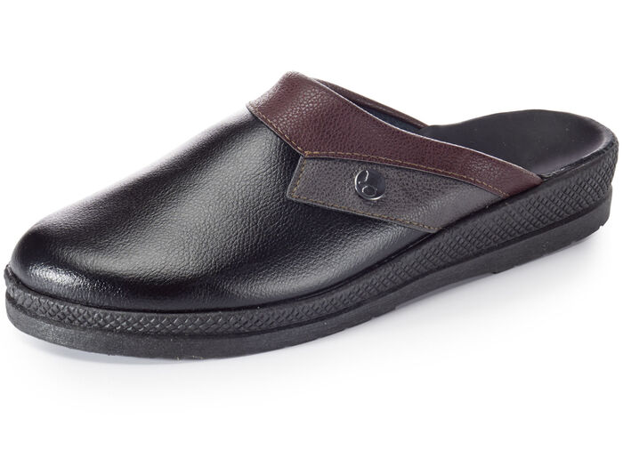 Muiltje met anatomisch gevormd diep voetbed ZWART-BORDEAUX-GRIJS