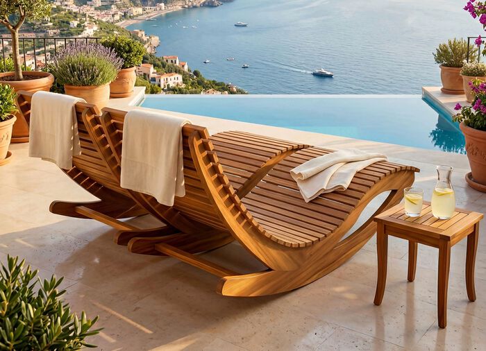 Dubbele schommelbank van duurzaam acaciahout 