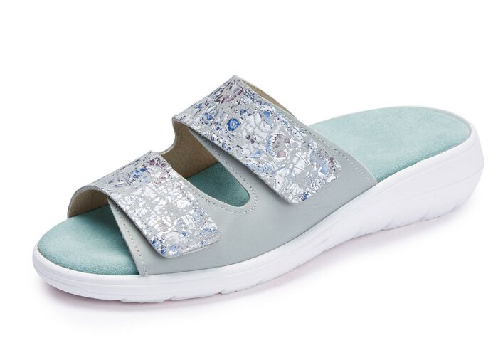 ELENA EDEN muiltjes met klittenbandsluiting LICHTGRIJS-MEERKLEURIG