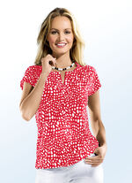 Shirt met decoratieve split in 4 kleuren ROOD-WIT