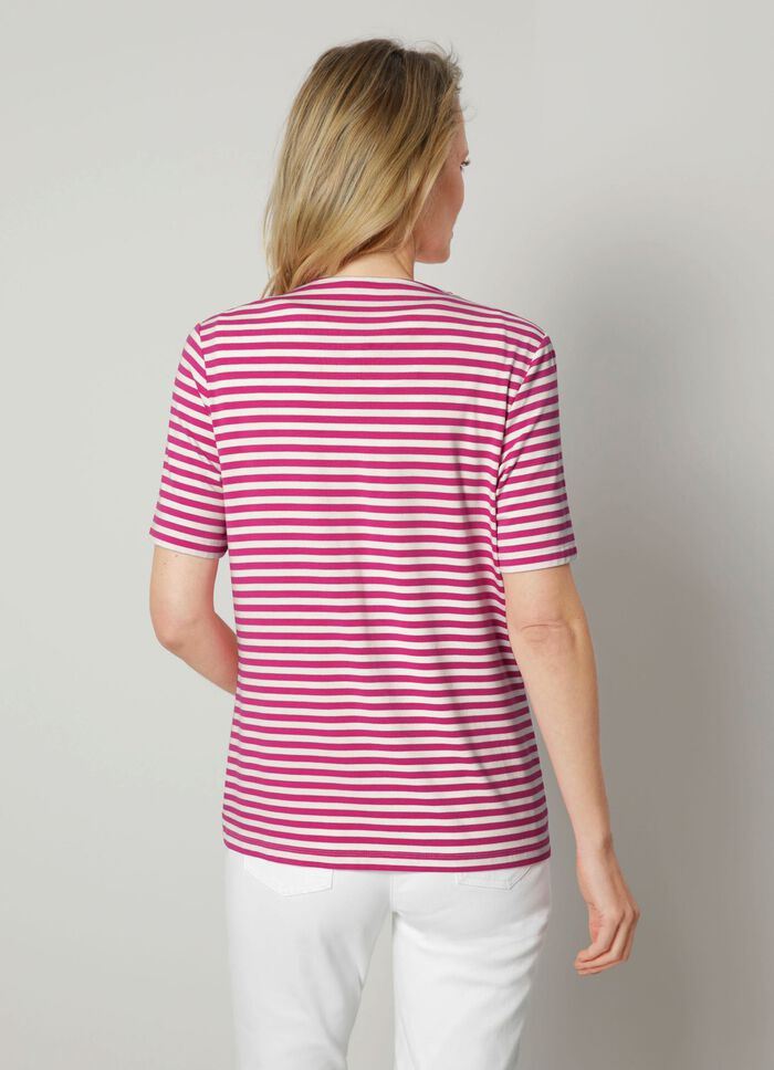 Overhemdjack met garengeverfd gestreept dessin 