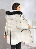 Korte jas met voering van imitatiebont in de capuchon 