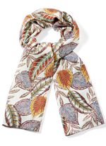 Sjaal met speels herfstbladerendessin ECRU-MULTICOLOR