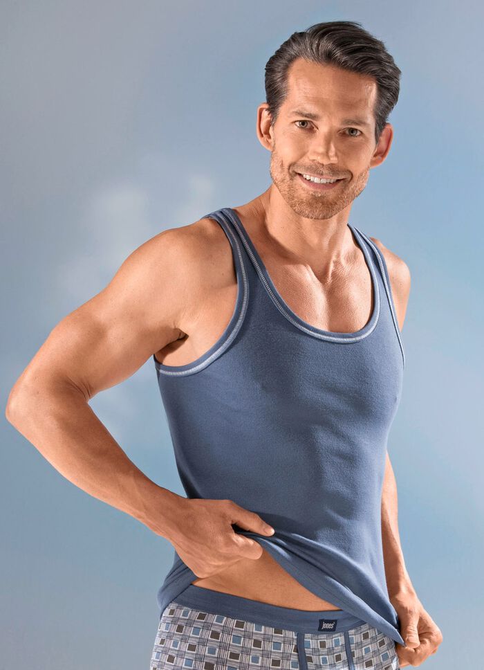 Set van vier onderhemden van fijne ribstof, effen 