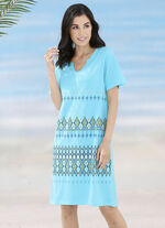 Set van twee jurken met geplaatst printontwerp, gemaakt van puur katoen 