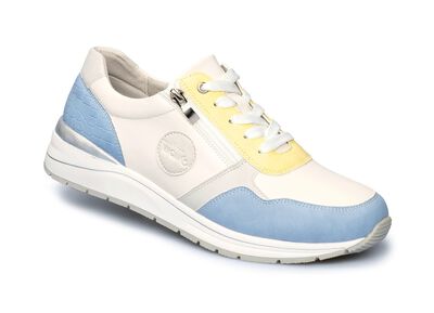 Comfort sneaker Simone in leer en su&egrave;de look 