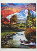 Digitaal bedrukt dekenlandschap MULTICOLOR