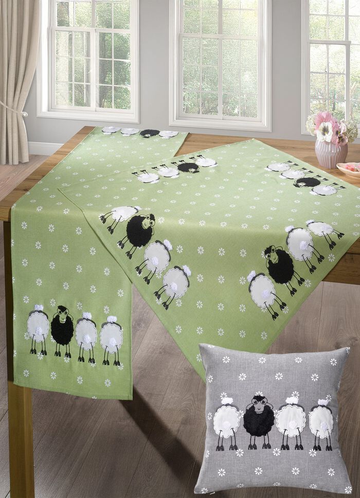 Tafel- en kamerdecoratie met pluche applicaties 