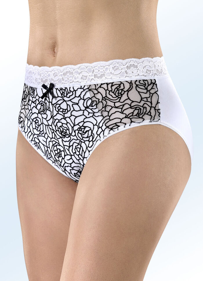 Set van drie slips met gevoerde elastische tule