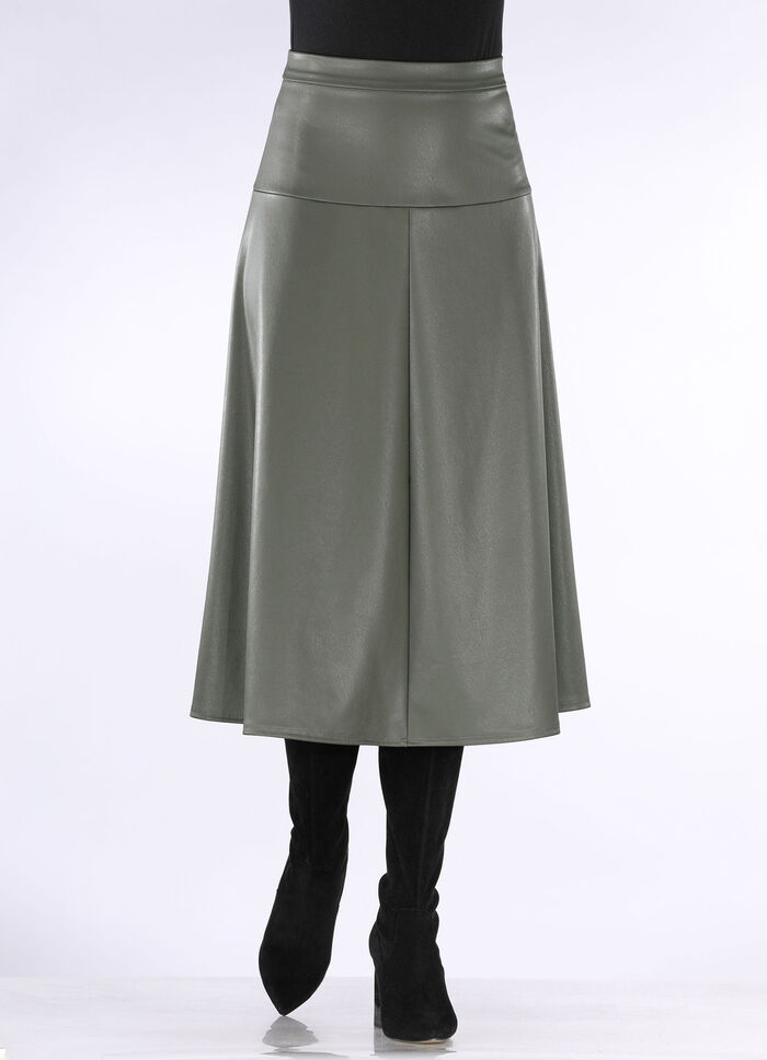 Rok in lichte plaatvorm OLIJFGROEN