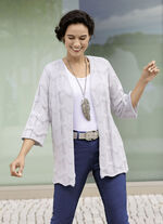 Cardigan met een mix van patronen in een golvend design HELLGRAU