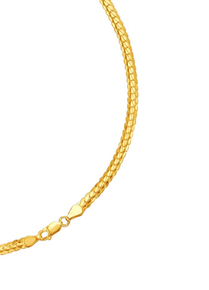 Smalle en platte gouden schakelketting of armband 