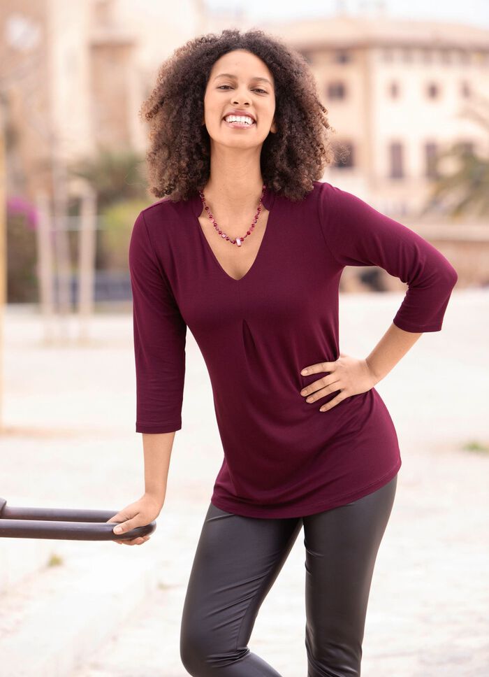 Shirt tuniek met V-hals BORDEAUX