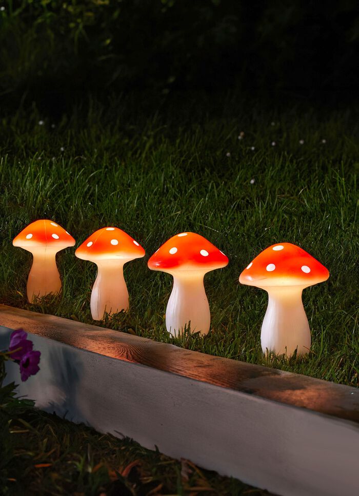 Kunststof LED-paddenstoelen, set van 4 