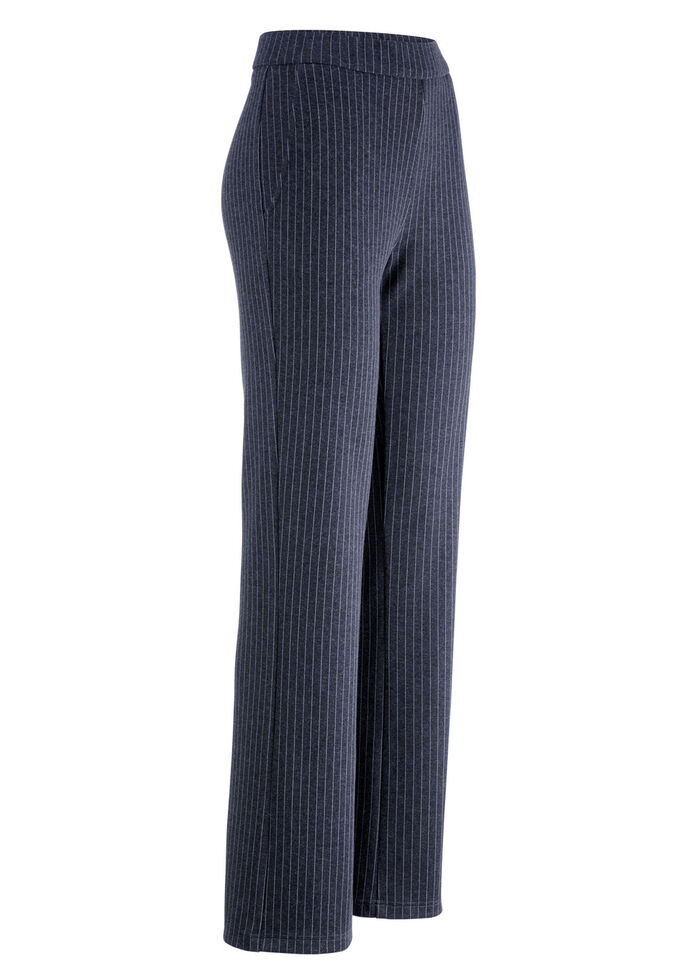 Broek met krijtstreep in een modieuze wijdte MARINE-LICHTGRIJS