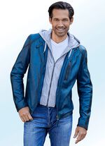 Korte lederen jas met afneembare sweat-inzet 