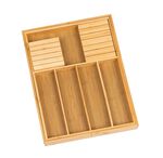 Uitschuifbare bestekbak van bamboe 