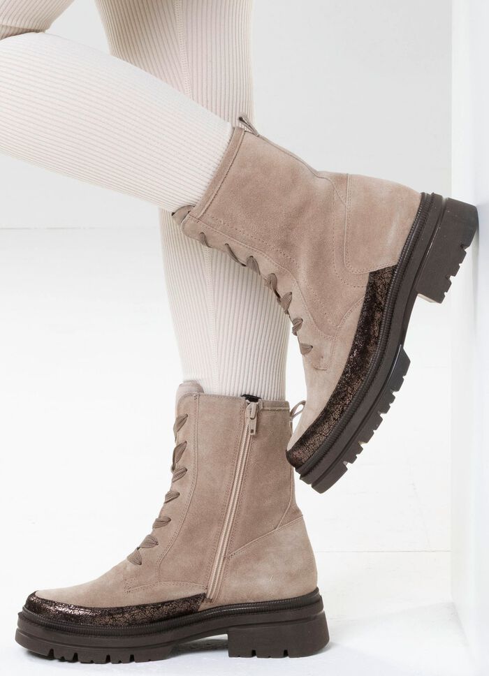 Waldl&auml;ufer, comfortabele dames enkellaarsjes, winterschoenen, breedte H, met uitneembaar voetbed Bruin