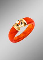 Damesring met ringband van echte rode jade 