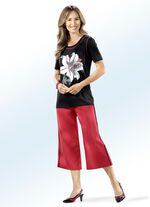 Broekrok met trendy contrasterende biezen ROOD-ZWART