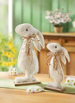 Konijn op houten voet, set van 2 