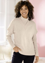 trui met ribaccenten BEIGE